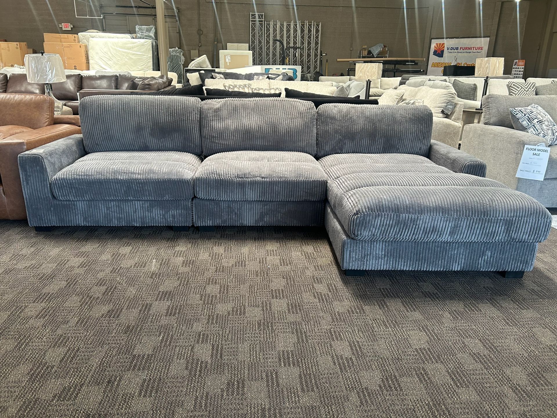Gray 3 Pc Comfy Sectional