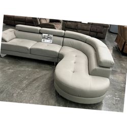 Light Gray modern faux leather livingroom sectional sofa