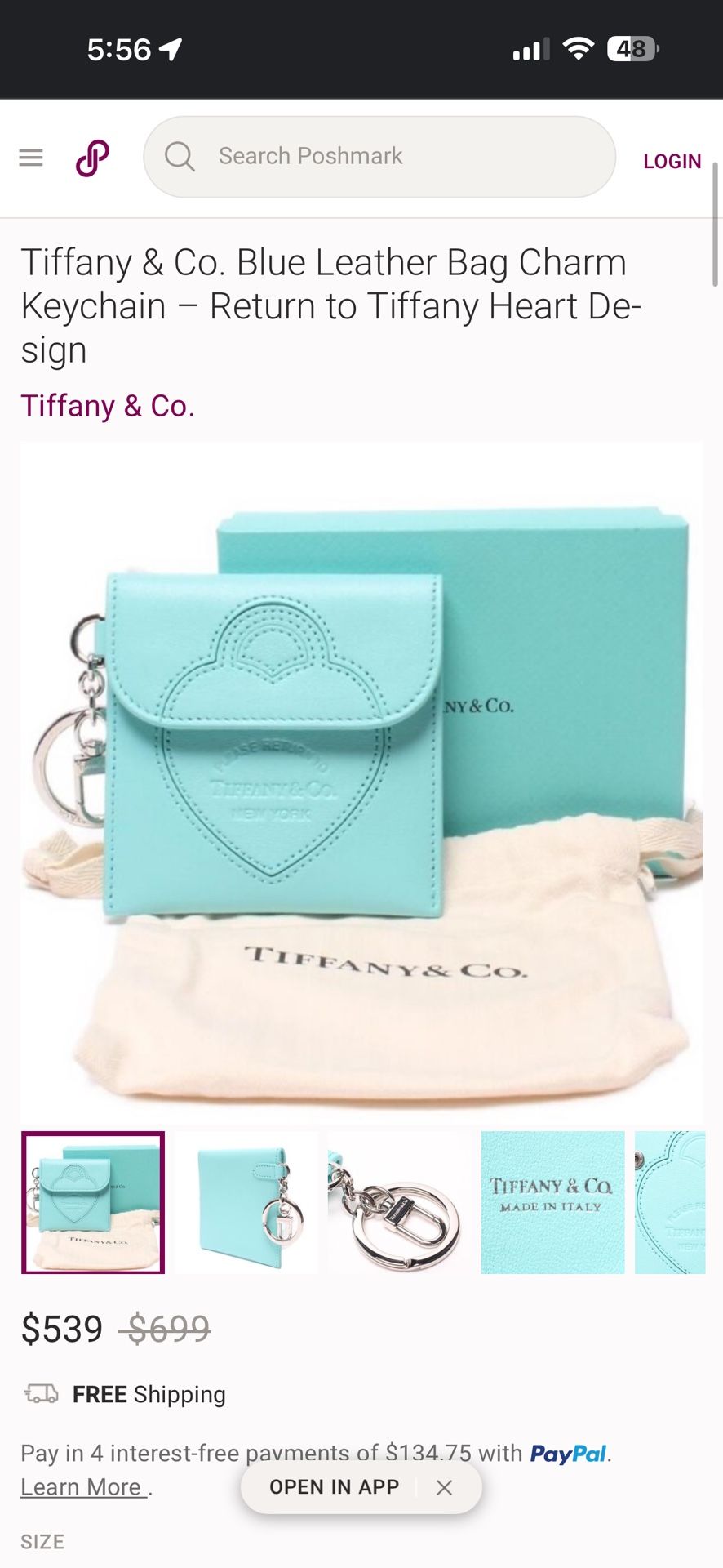 Tiffany & Co Blue Leather Keychain Bag Charm