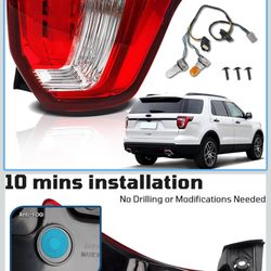 Tail Lights Compatible with 2016 2017 2018 2019 Ford Explorer Rear Brake Lamp Assembly With Wire Harness and Bulbs Replace FB5Z13404A (2016-2019 Ford 