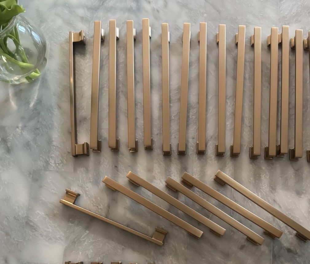 Champagne Bronze Kitchen Cabinet Handles, Brushed Brass Cabinet Pulls Kitchen Cabinet Hardware for Cupboard Gold Drawer Pulls