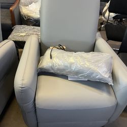 Power Recliner Chair Swivel Glider, Upholstered Faux Leather Living Room Nursery Reclining Sofa Chair with Lumbar Support,Gray(30"D x 32"W x 40"H) 