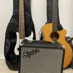 Fender Squier Sonic Precision Bass Guitar,  Takamine GD20CE Acoustic-Electric Guitar
