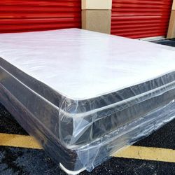 NEW QUEEN PILLOW TOP MATTRESS AND BOX SPRING 
