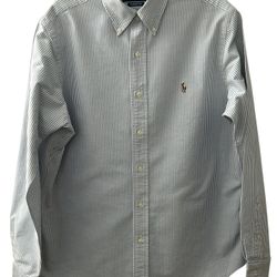 Ralph Lauren Classic Fit Blue Striped Button-Up Shirt w/Logo Men's 15 1/2 34/35
