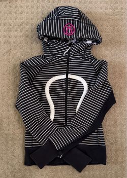 LuluLemon black and white striped Scuba Jacket