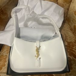 Ysl white shoulder bag