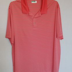Ben Hogan Men's Striped Short Sleeve Performance Polo Shirt Spiced Coral 2XL
