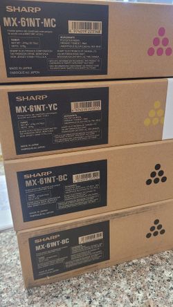 Sharp Ink Cartridges - Magenta (MX-61NT-MC), Yellow (MX-61NT-YC), and 2 Black (MX-61NT-BC)