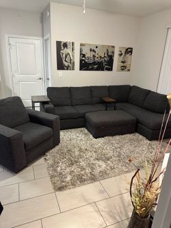 Sofa Sectional, ottoman, and lounge chair set