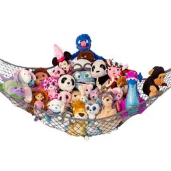 Lilly's Love Stuffed Animal Hammock | Corner Hanging Organizer, Toy Storage, Gray or White