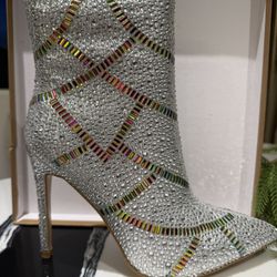 Beautiful Rhinestone Ankle Boots 