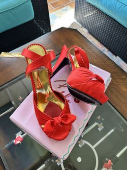 Red Mary Jane platform sandals