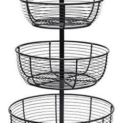 Gourmet Basics by Mikasa Round Wrap 3-Tier Metal Floor Standing