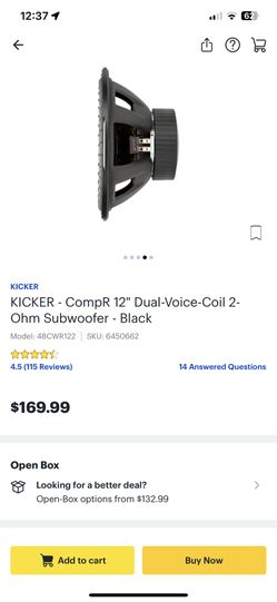 Kicker ComR 12 Inch Dual -voice Coil 2 Ohm Subwoofer 