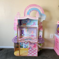 KidKraft Rainbow Dreamers Unicorn Mermaid Wooden Dollhouse