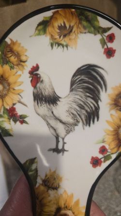 *NEW* Chicken/Rooster/Hen Sunflower Kitchen Stove Spoon Holder (Rest)