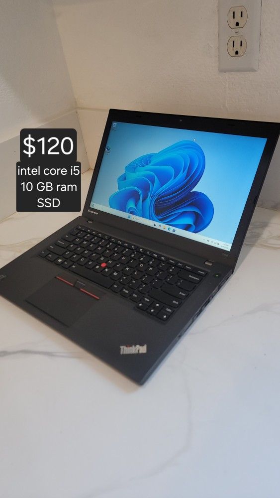 Windows 11 pro Lenovo thinkpad laptop. Intel core i5. 10 GB ram. SSD👍Delivery Available👍Se Habla Español