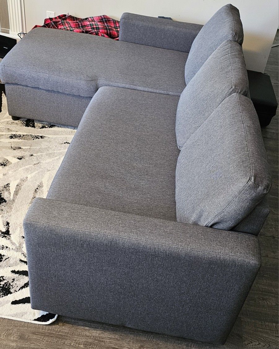 Sofa Sleeper With Chaise And Storage Grey