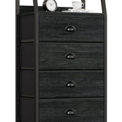 Black Dresser with 5 Drawers, Vertical Storage Tower Fabric Dresser for Bedroom, Hallway, Entryway, Nursery, Closet Organizer, Nightstand Bedside Tabl