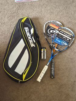 Squash Racket (2) with bag and ball set (3)
