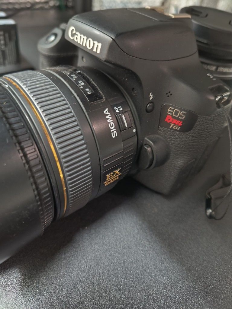 Professional Portrait / Wedding Camera Kit: Canon Rebel T6i, Sigma 30mm F1.4 ART Lens, Tiffen Variable ND Filter, Canon AF 18-55mm Lens, Extras