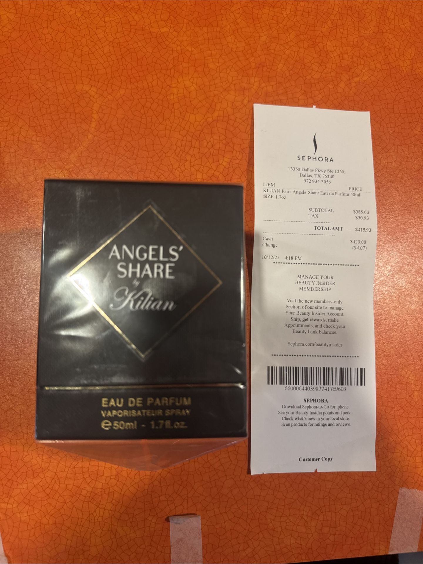 Kilian Angels’ Share EDP 50mL (1.7oz) – Authentic, Excellent Condition, Rare Niche Fragrance