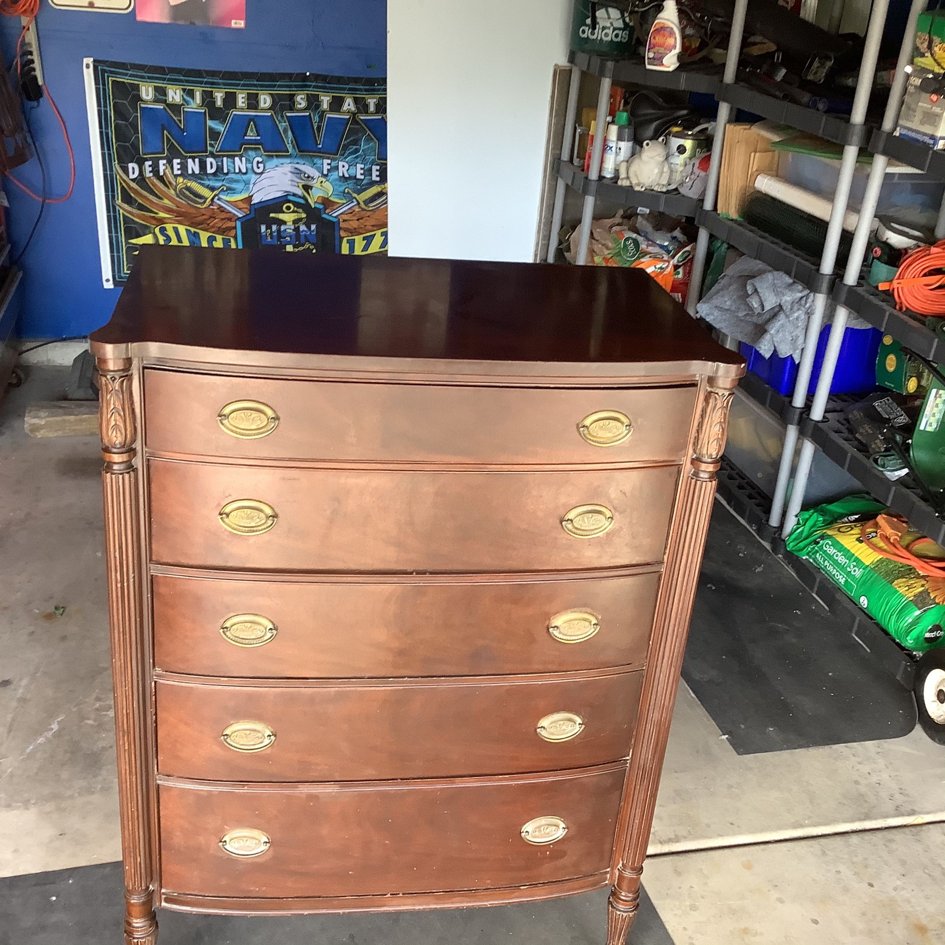Vintage Chest Of Drawers FromThe PHenix Furniture Company Has Hidden Top Drawer And Stand Up Mirror, Bottom Drawer With Lid For Storage Not perfec