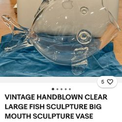 Fish Blown Glass Vase $60 Obo