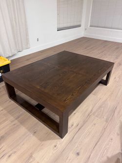 Large Dark Wood Square Coffee Table