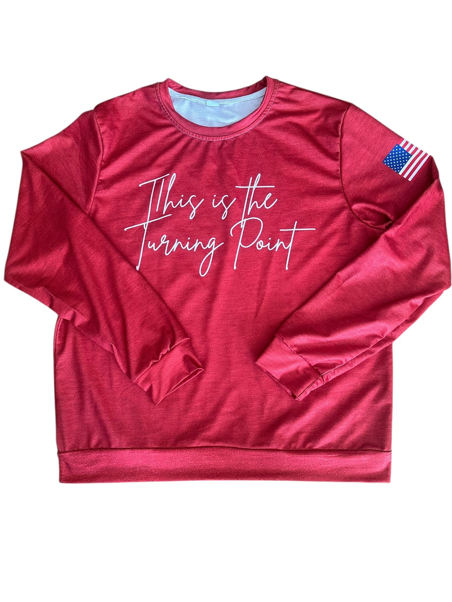 Women's Red “This Is The Turning Point” Round Crew Neck Medium Sweatshirt