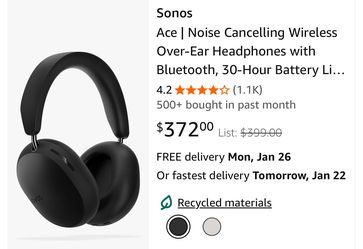 Sonos Ace | Noise Cancelling Wireless Over-Ear Headphones with Bluetooth