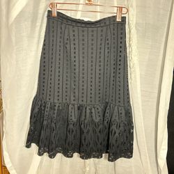 Black Lace Midi Skirt XS 
