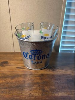 Corona Extra bucket with 4 pint glasses.
