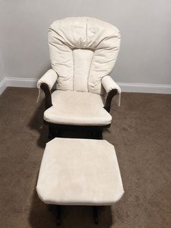 Nursery Glider Rocking Chair + Matching Ottoman – Cream