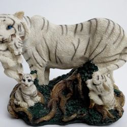 White Tiger Figurine Mother With 3 Cubs