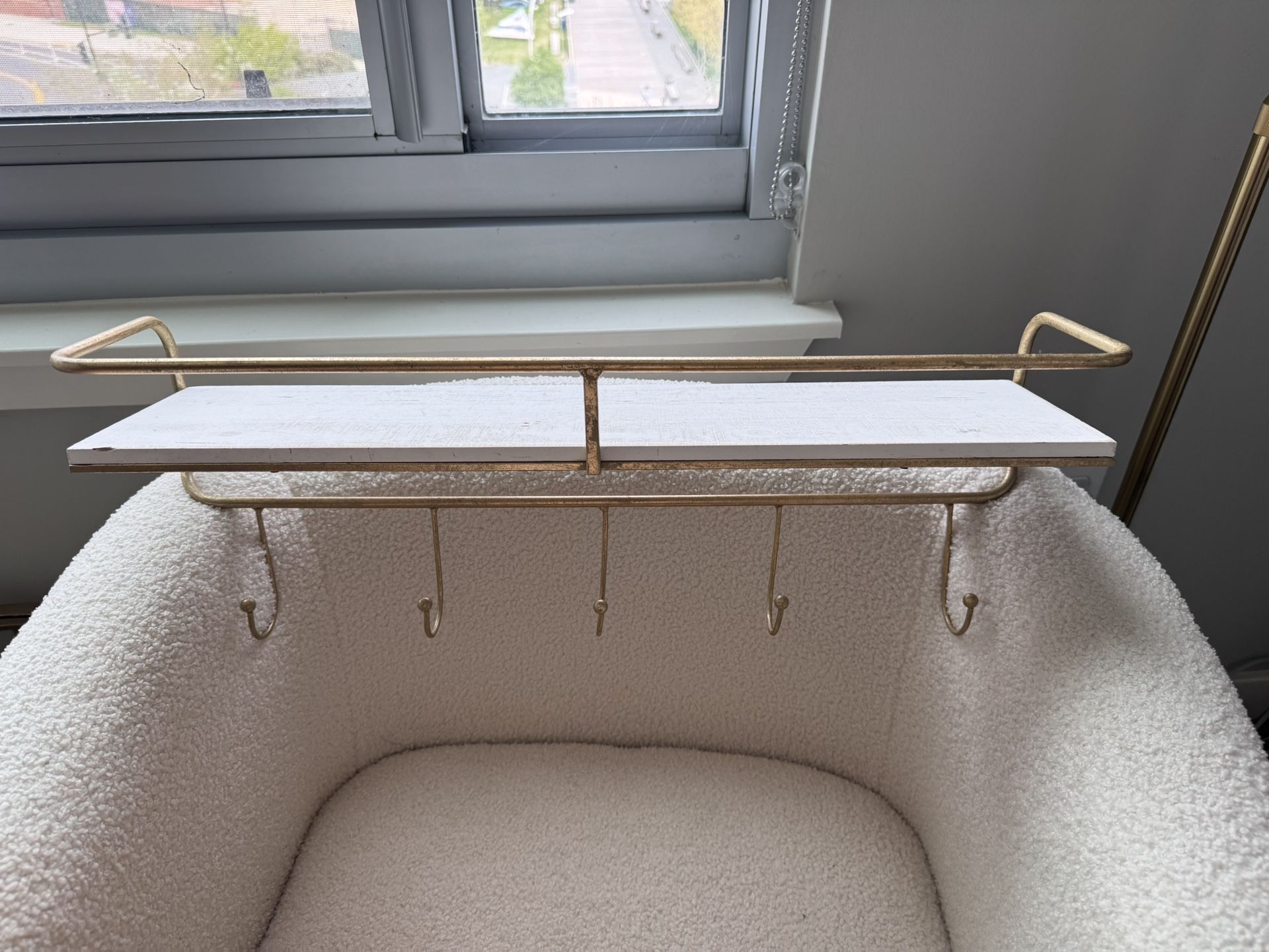 Wall Coat Rack w/ Hooks And Shelf