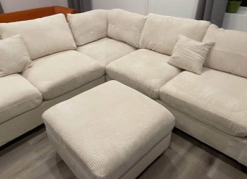 New 99x99 Corduroy Sectional Couch / Free Delivery