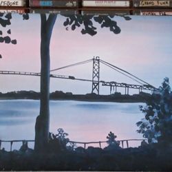 ART DETRIOT RIVER Hand Painted 13x19"