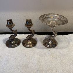 Antique Koi Candle Sticks 