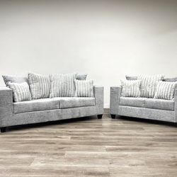 Brand New Grey 2pc. Sofa And Loveseat 