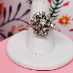 Radiant 14k Diamond Cluster Ring 