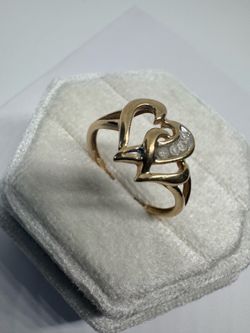 Vintage 10K 417 Yellow Gold Natural Diamond Ring Size 7 | Fine Jewelry Gift