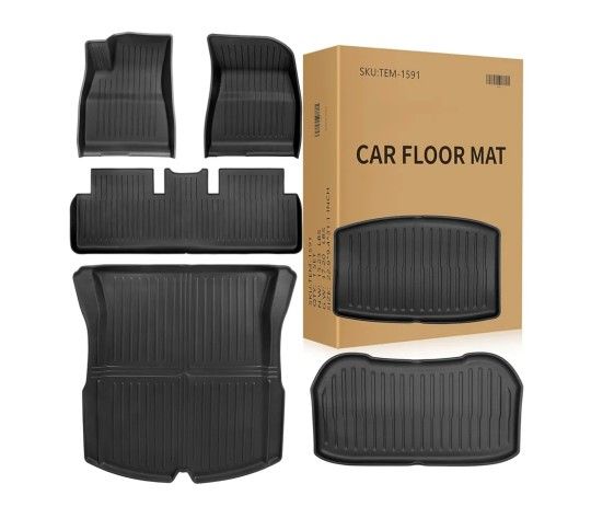 SEALED~Floor Mats for Tesla Model 3 Highland 2025 2024, TPE All Weather Cargo Liner and Cargo Trunk Mats~Front Rear Cargo Mat Full Set