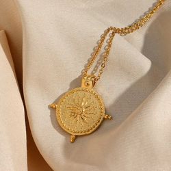 Iamdoyleyboutique; PVD Plated Coin Necklace Gold Jewelry 40cm+5 cm extension