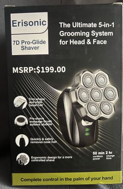 BRAND NEW IN BOX Erisonic 7D Pro-Glide Shaver 5-in-1 Head Face Grooming System