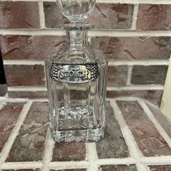 Vintage Crystal Decanter With Removable Metal Scotch Tag