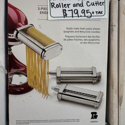 KITCHENAID 3-PIECE PASTA ROLLER AND CUTTER ATTACHMENT KSM-PRA