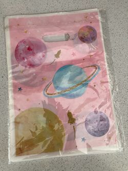 Birthday Party Favor Bags Space Ship Astronaut Planets Saturn Moon