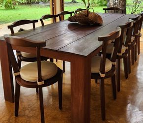 Dark Wood Dining Table and Chair Set